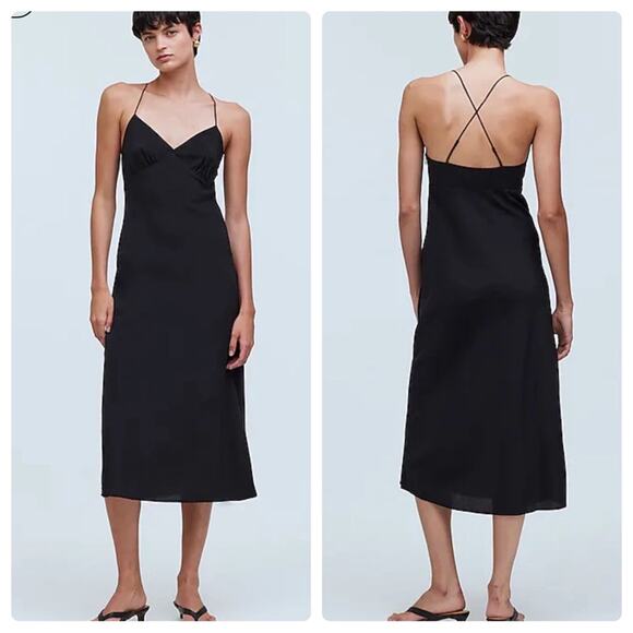 Madewell Dresses & Skirts - NWT Madewell The Layton Midi Slip Dress Black NK419 Minimalist Lightweight Sz 12
